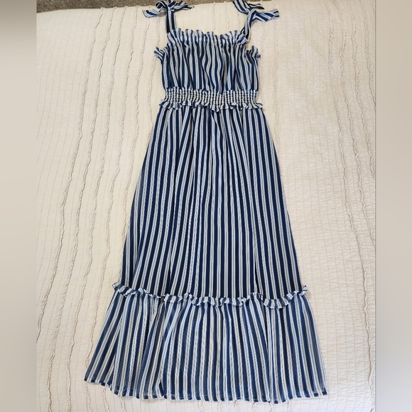 Who What Wear Dresses & Skirts - Who What Wear Women's Striped Sleeveless Tie Maxi, Size M, Blue/White